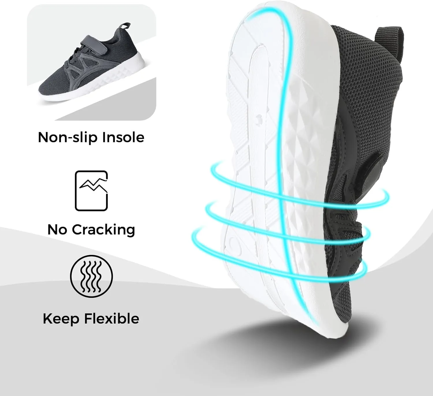 CHIN·MOON Boys Girls Lightweight Running Shoes Kids Tennis Walking Shoes Breathable Sports Sneakers (Little Kid/Big Kid)