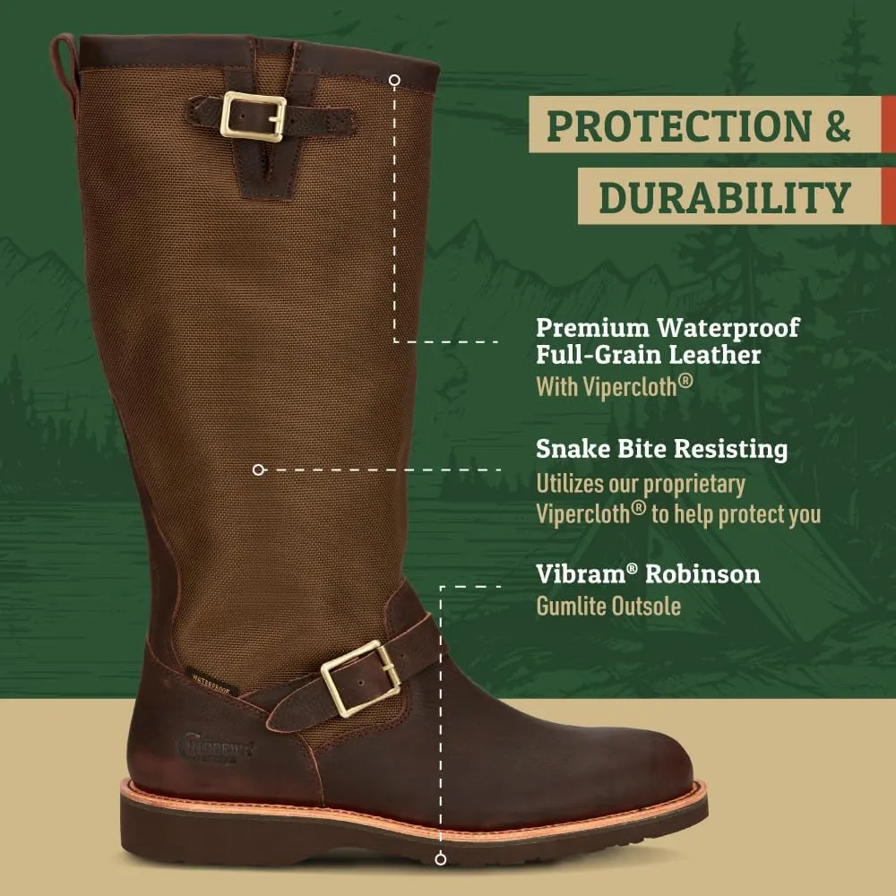 Chippewa Men's Brome 17" Waterproof Pull-On Snake Boots - Hunting, Outdoor Work, Slip - Resistant Snake Boots for Men