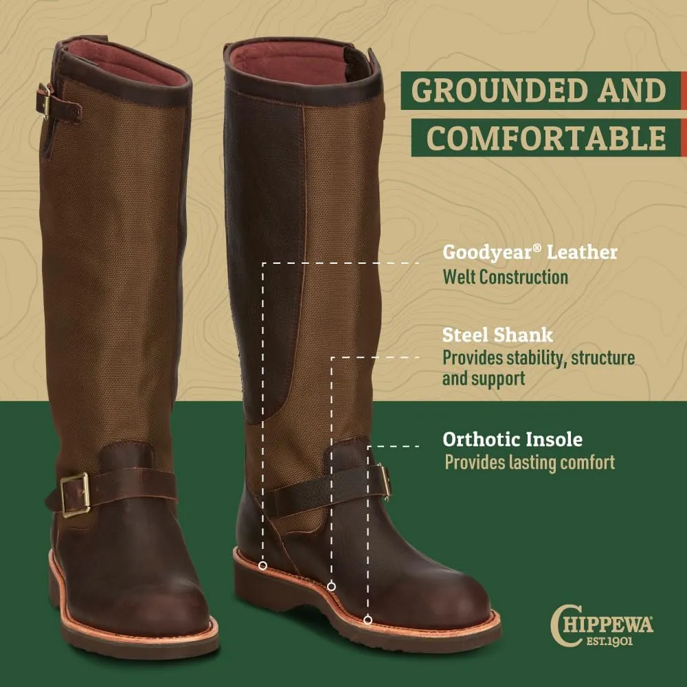 Chippewa Men's Brome 17" Waterproof Pull-On Snake Boots - Hunting, Outdoor Work, Slip - Resistant Snake Boots for Men