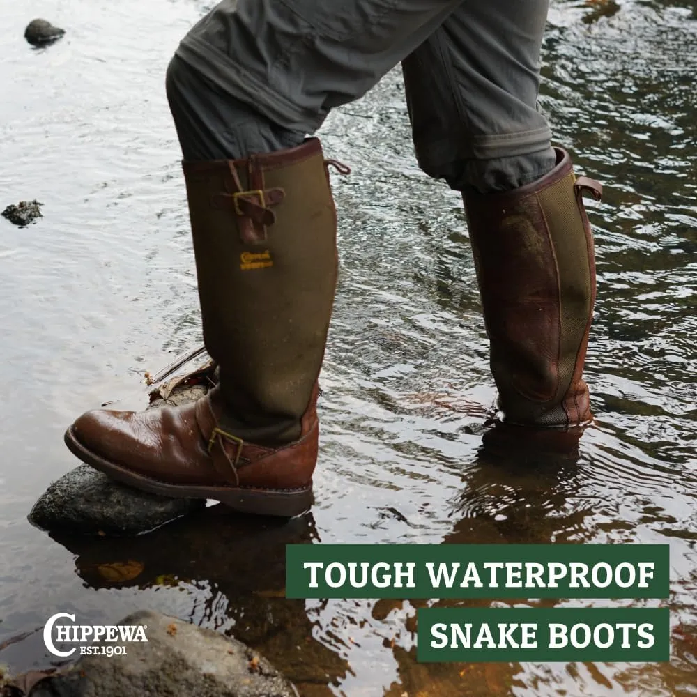 Chippewa Men's Brome 17" Waterproof Pull-On Snake Boots - Hunting, Outdoor Work, Slip - Resistant Snake Boots for Men