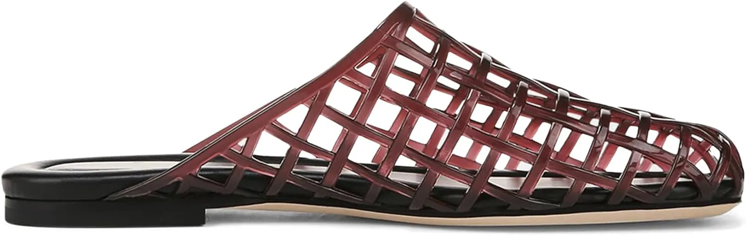 Clear Jelly Shoes for Women Slip on Jelly Mesh Slides Sandals Comfortable Closed Toe Jelly Flats Sandals Jelly Summer Beach Sandals.