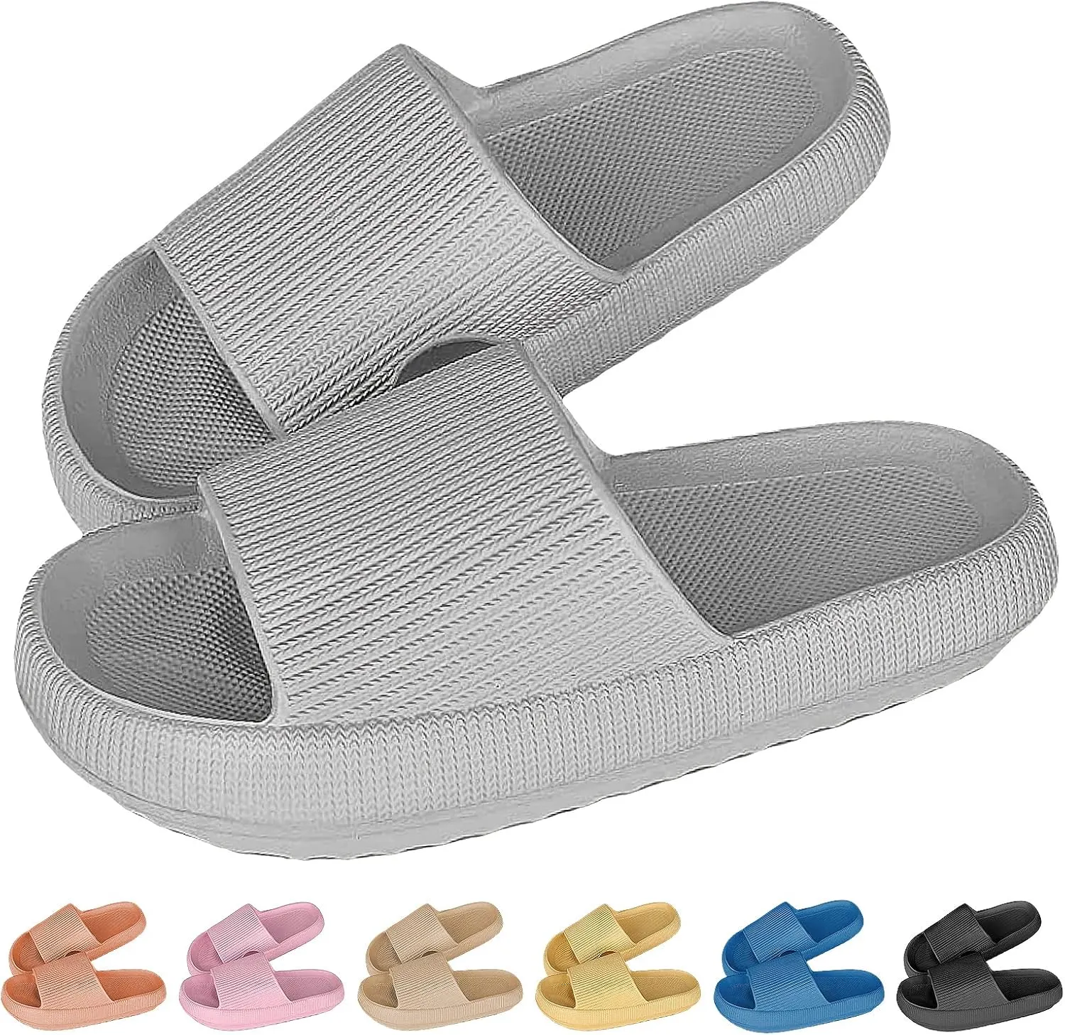 Cloud Slippers for Women and Men, Non Slip Quick Drying Shower Slides Bathroom Sandals, Pillow Slippers Extremely Comfy with Thick Sole