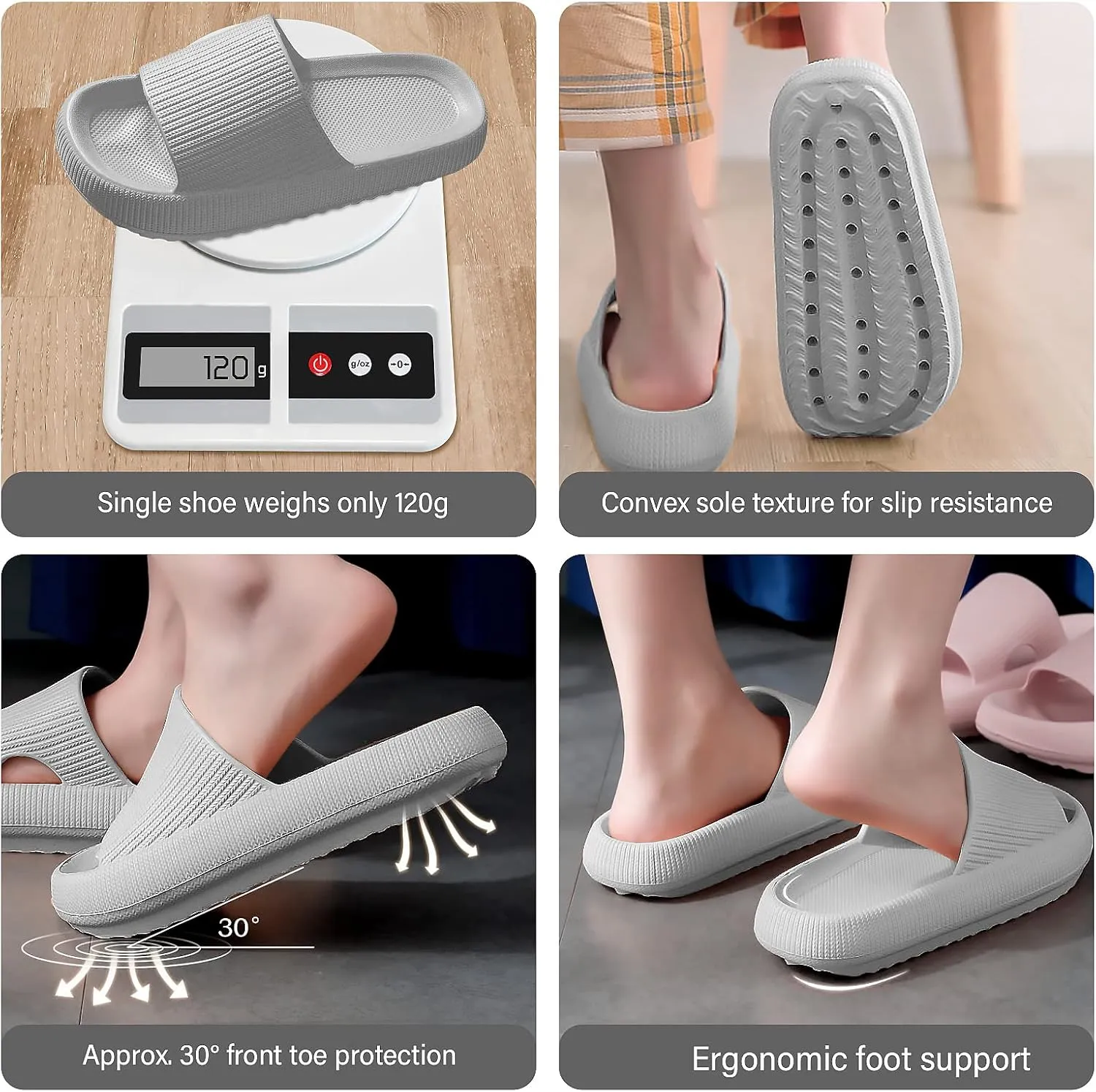 Cloud Slippers for Women and Men, Non Slip Quick Drying Shower Slides Bathroom Sandals, Pillow Slippers Extremely Comfy with Thick Sole