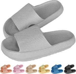 Cloud Slippers for Women and Men, Non Slip Quick Drying Shower Slides Bathroom Sandals, Pillow Slippers Extremely Comfy with Thick Sole