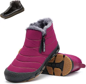 CLOUDEMO Snow Boots Mens Waterproof Winter Boots, Winter Shoes Men, Fur Lined Warm Slip Ankle Boots Zipper Closure Slip on Outdoor Boot Comfortable Walking Shoes