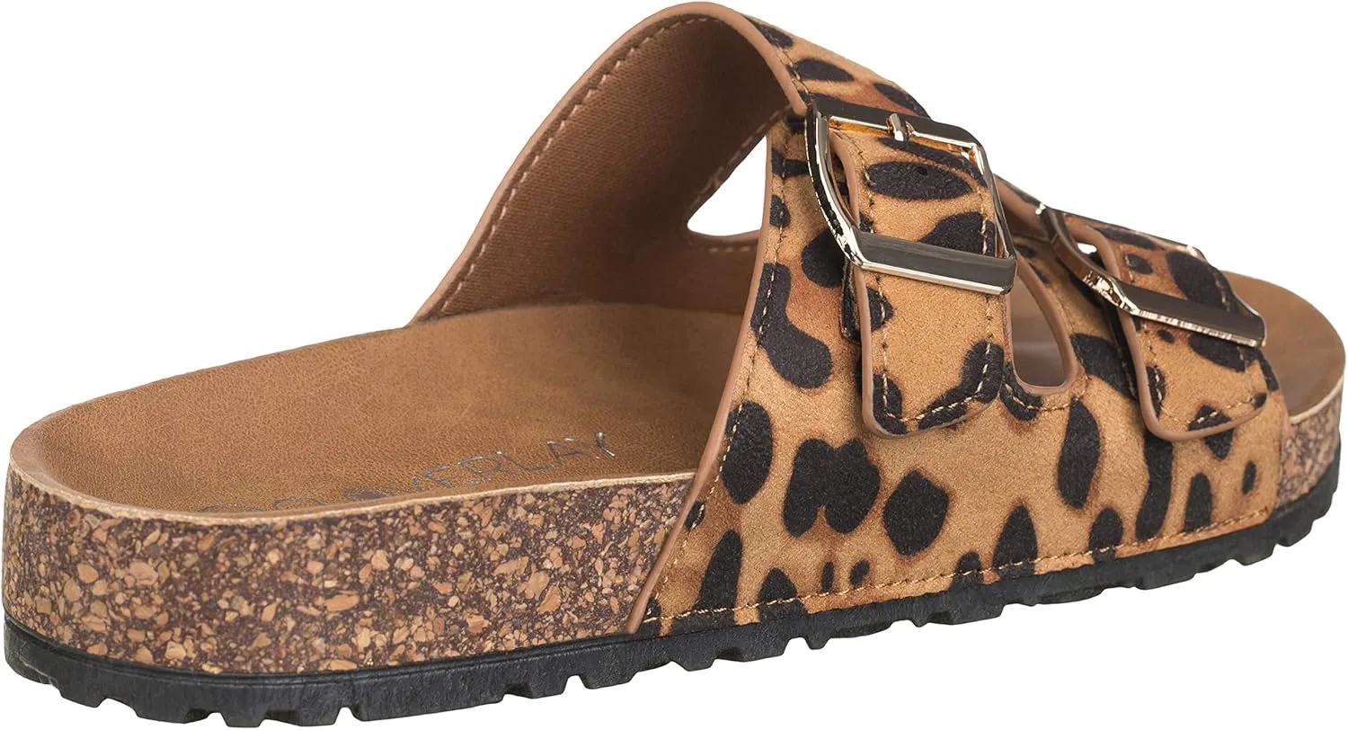 CLOVERLAY Women's Slide Sandals Casual Cork Footbed Platform Sandals Open Toe Slides