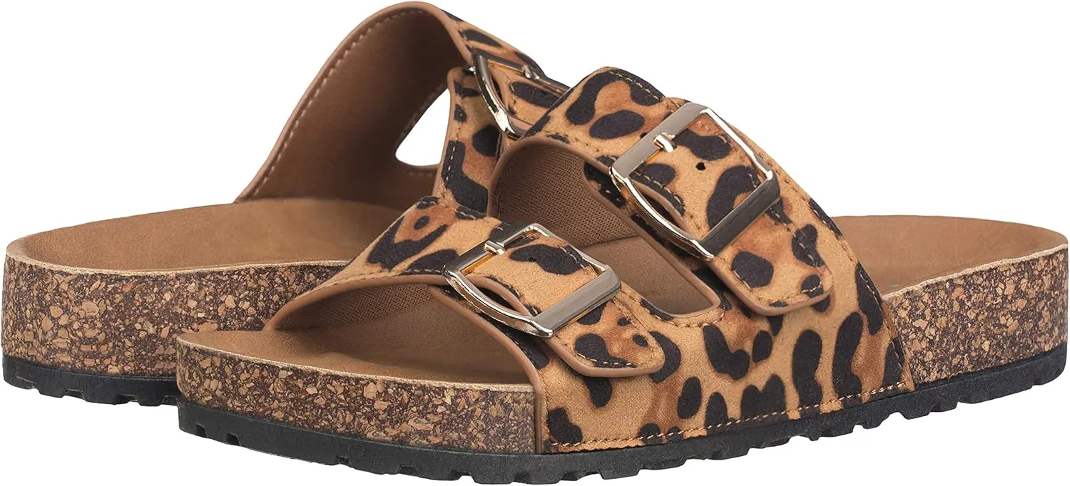 CLOVERLAY Women's Slide Sandals Casual Cork Footbed Platform Sandals Open Toe Slides
