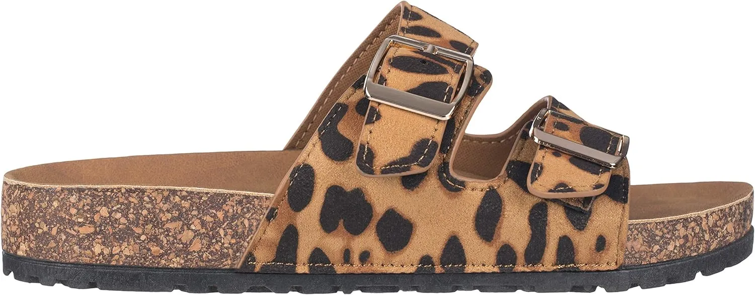 CLOVERLAY Women's Slide Sandals Casual Cork Footbed Platform Sandals Open Toe Slides