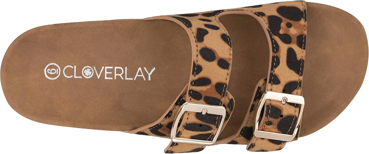CLOVERLAY Women's Slide Sandals Casual Cork Footbed Platform Sandals Open Toe Slides