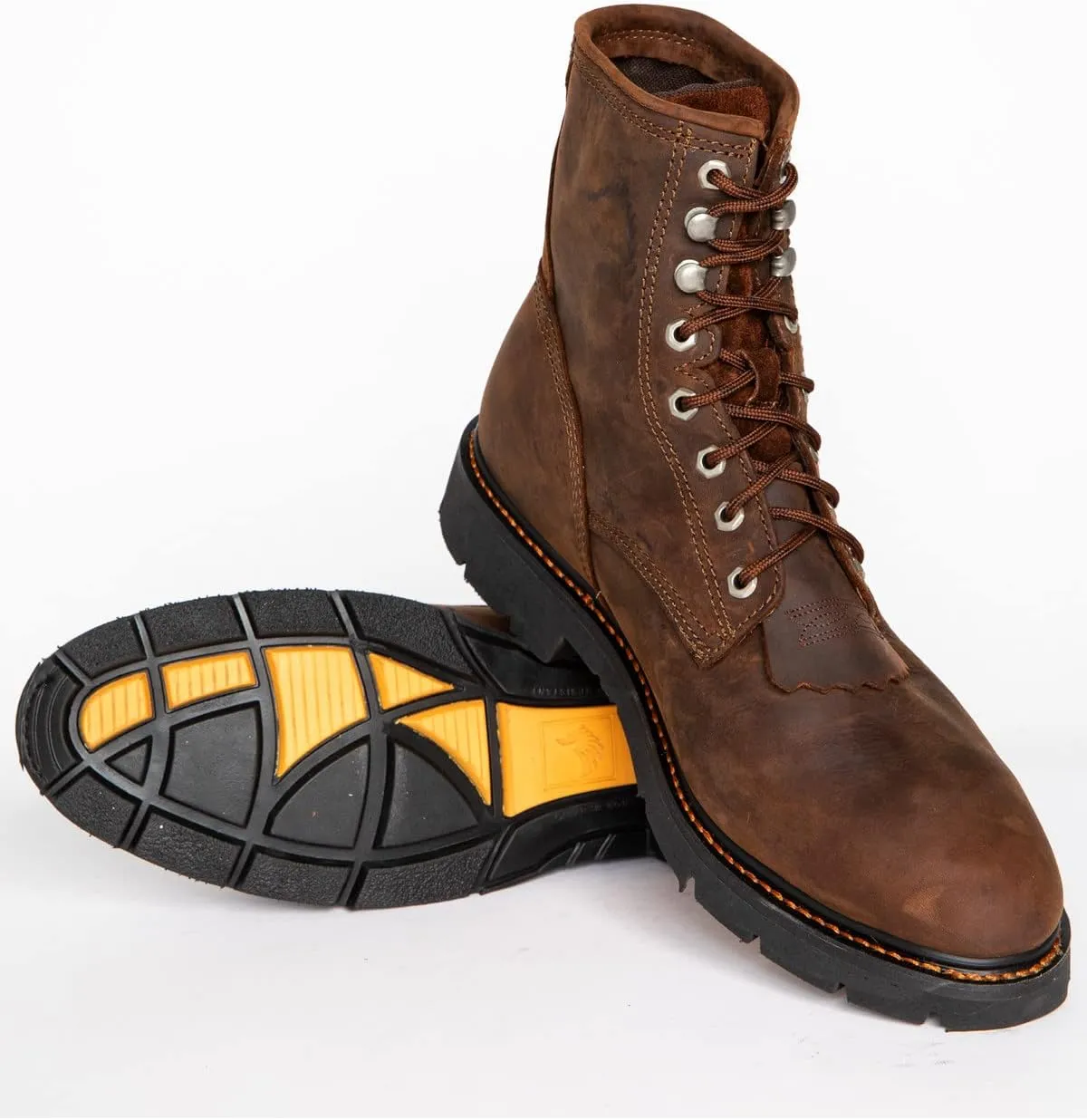 Cody James Men's 8" Mustang Waterproof Lace-Up Kiltie Work Boot Soft Toe - Cwrr2