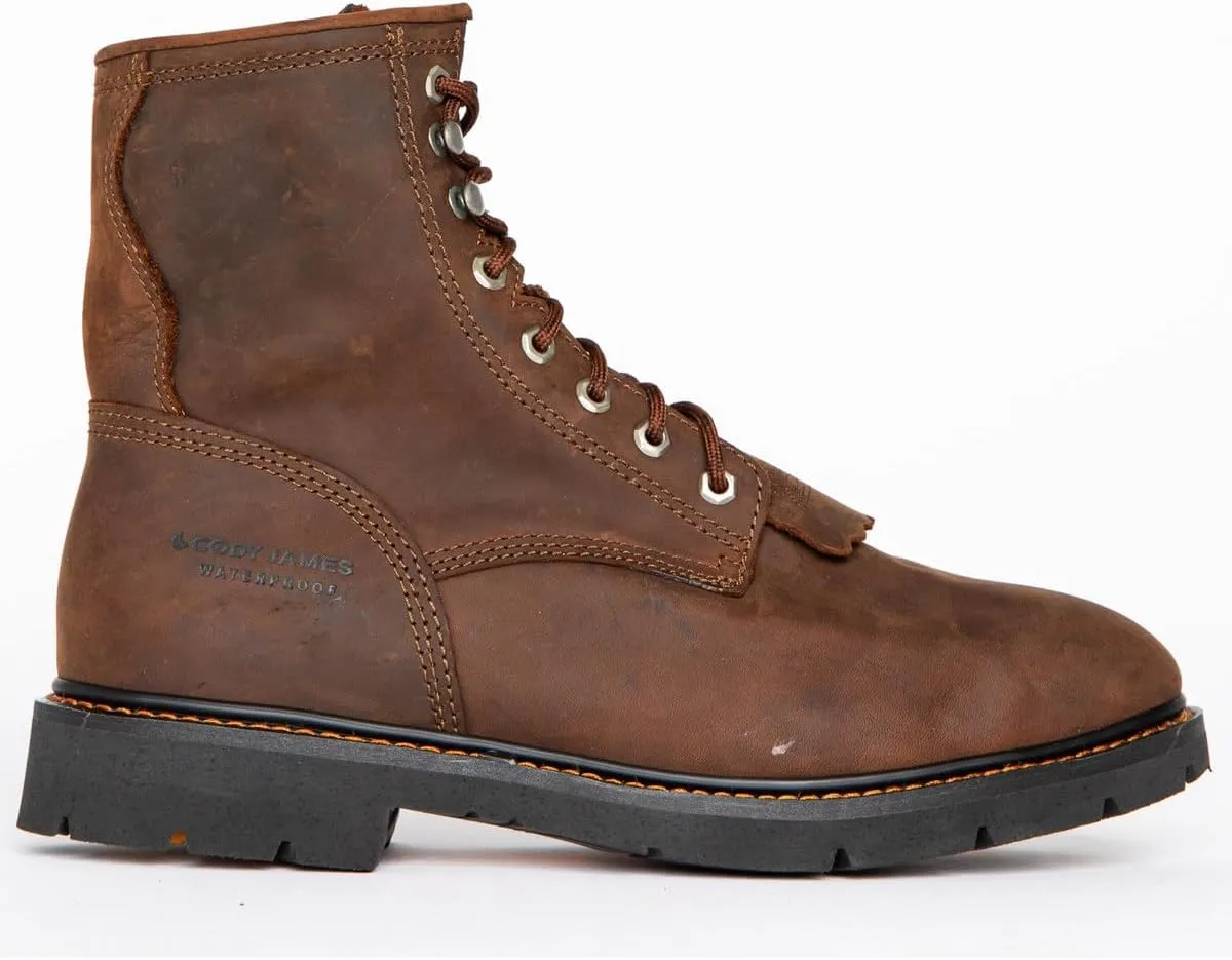 Cody James Men's 8" Mustang Waterproof Lace-Up Kiltie Work Boot Soft Toe - Cwrr2