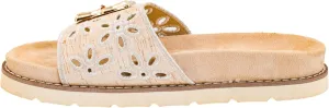 Corkys Footwear Women's Slid In My DM Slip-On Sandals – Comfortable, Cushioned, Lightweight, Floral Detail, Versatile Summer Style Natural Size 07