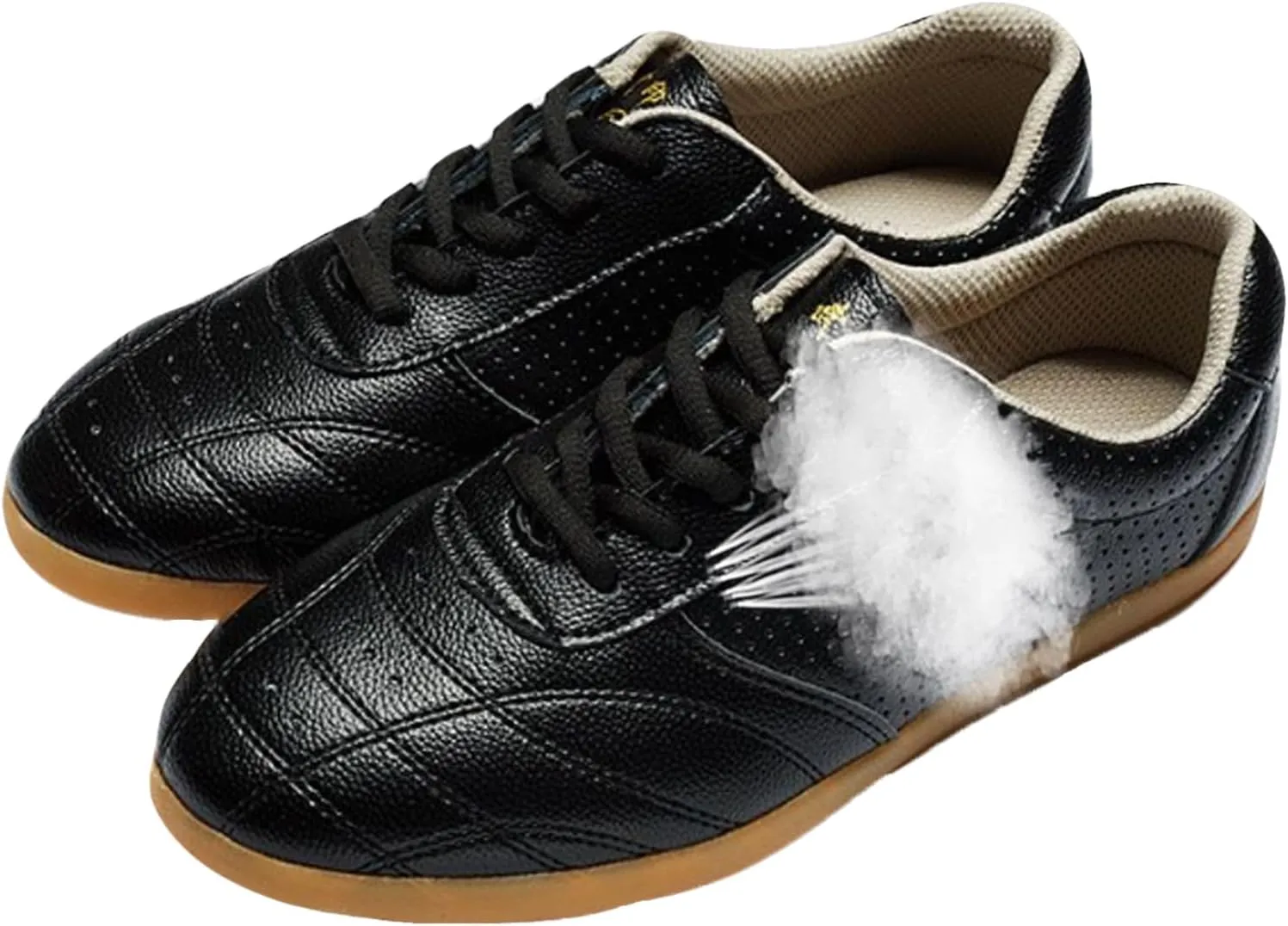 Cow Leather Kung Fu Tai Chi Shoes Women Men Martial Art Shoes Beef Tendon Bottom Sneakers Taekwondo Karate Training Shoes Casual Walking Shoes (Size:44EU,Color:Black1)