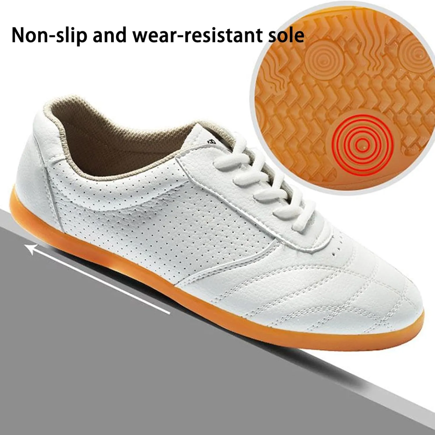 Cow Leather Kung Fu Tai Chi Shoes Women Men Martial Art Shoes Beef Tendon Bottom Sneakers Taekwondo Karate Training Shoes Casual Walking Shoes (Size:44EU,Color:Black1)