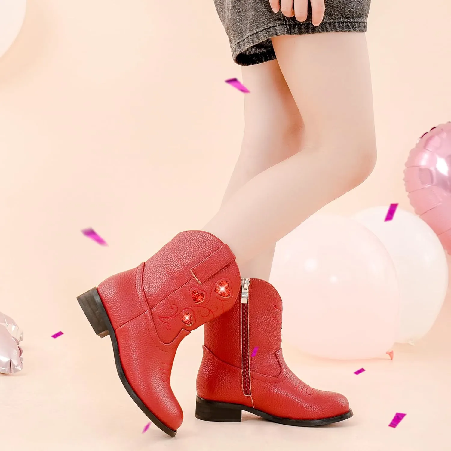 Cowboy Boots for Kids Western Little Girl Cowgirl Boots Toddler Horse Riding Ankle Boots Birthday Party