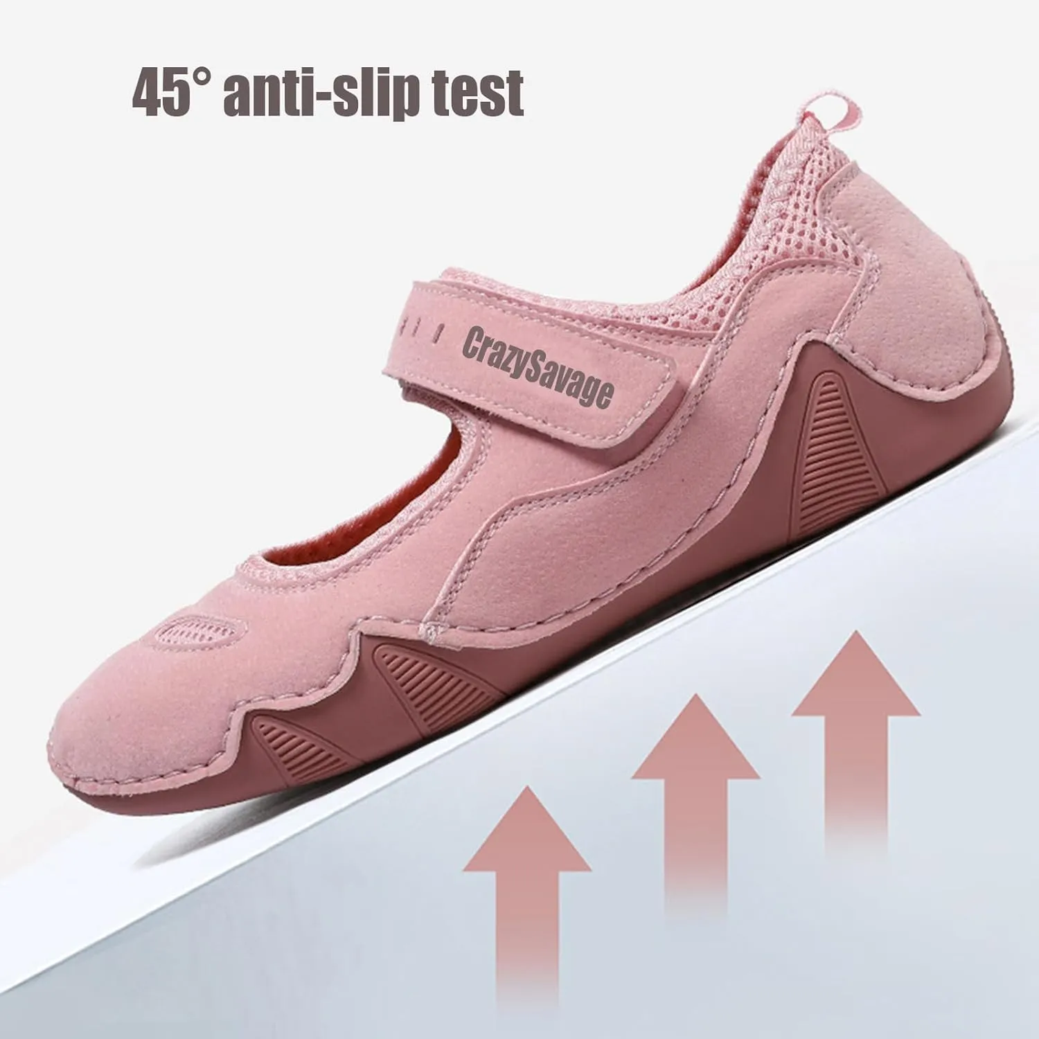 CrazySavage Women's Casual Breathable Flat Mary Jane Sneakers Adjustable Hook&Loop Walking Nurse Dress Shoes Closed Round Toe Lightweight Slip On Orthotic Working Shoe