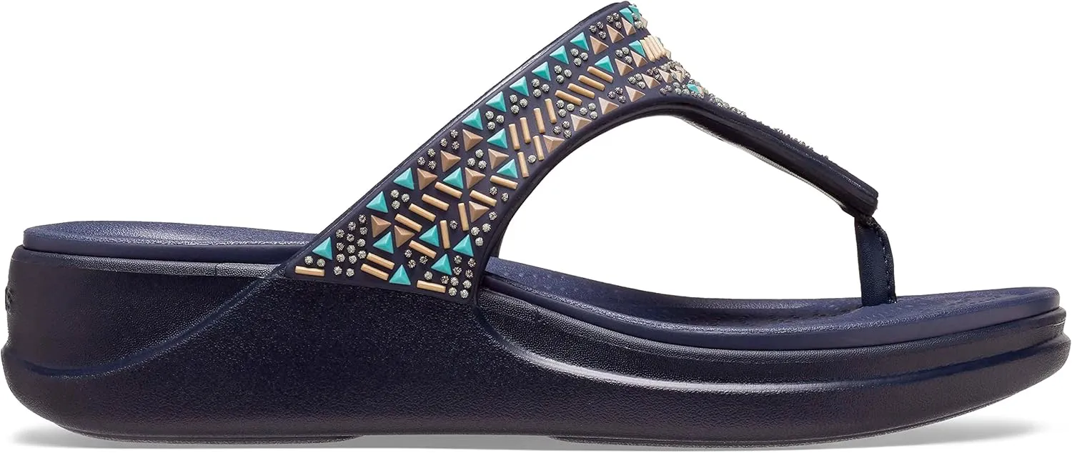Crocs Women's Boca Bling Flip Wedge Platform Sandal