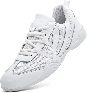 DADAWEN Cheer Shoes for Youth Girls Women White Cheerleading Dancing Shoes Athletic Training Tennis Walking Breathable Competition Cheer Sneakers