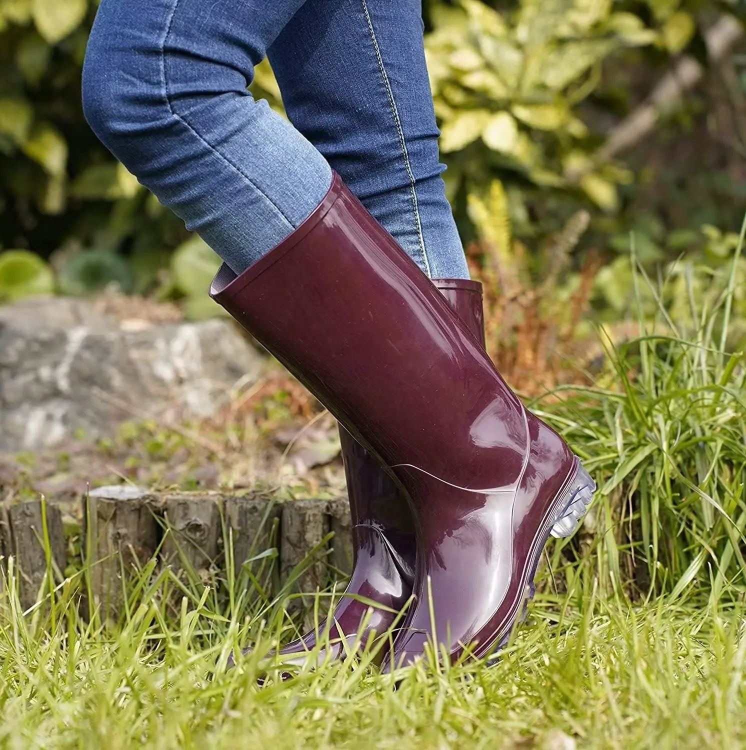 DaeRainy Tall Rain Boots for Women, Knee High Waterproof Slip On Garden Boots