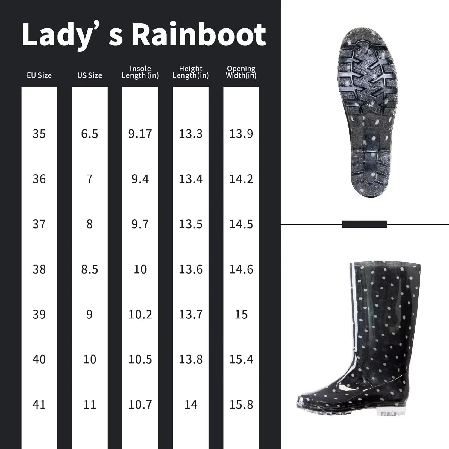 DaeRainy Tall Rain Boots for Women, Knee High Waterproof Slip On Garden Boots