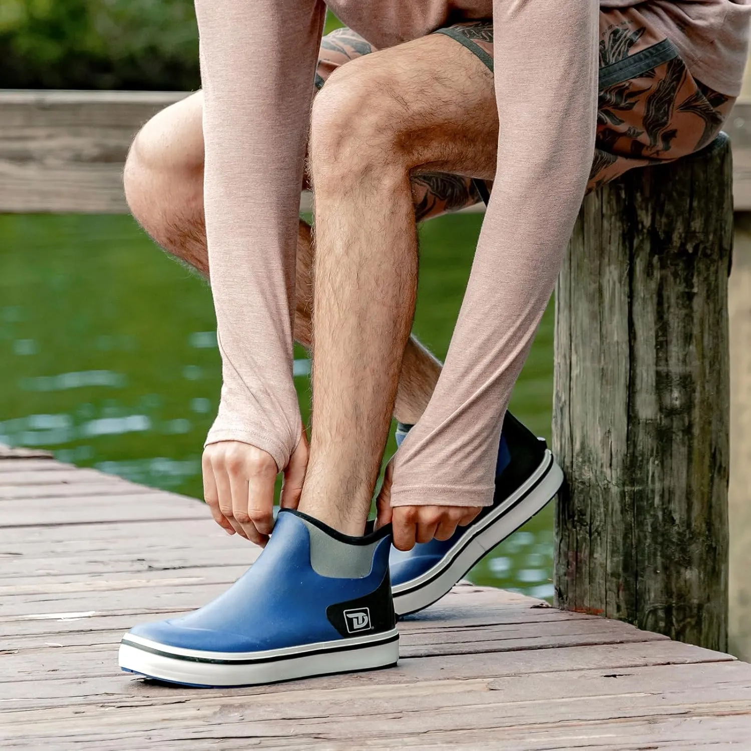 Deck Boots, Waterproof Rubber Fishing Rain Boots, Anti-slip Short Ankle Shoes for Outdoor Fishing Boating, Size 5-14