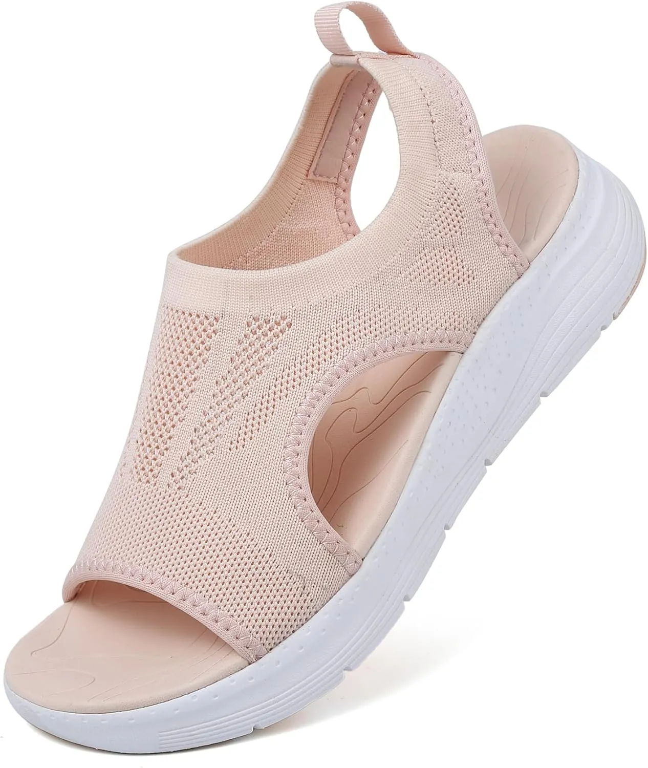 DimaiGlobal Women's Walking Sandals Arch Support Orthotic Comfort Slip-On Sport Sandals Open-Toe Platform Sandals for Plantar Fasciitis Summer Beach Casual