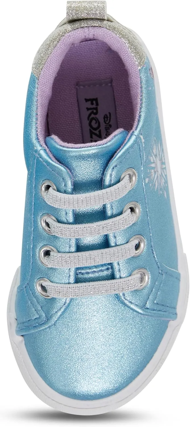 Disney Frozen's Magical High Top Shoes for Girls Elsa, Anna, Olaf Adventure Blue Lace Up Sneakers - Cute, Comfortable, and Ready for Playtime Magic
