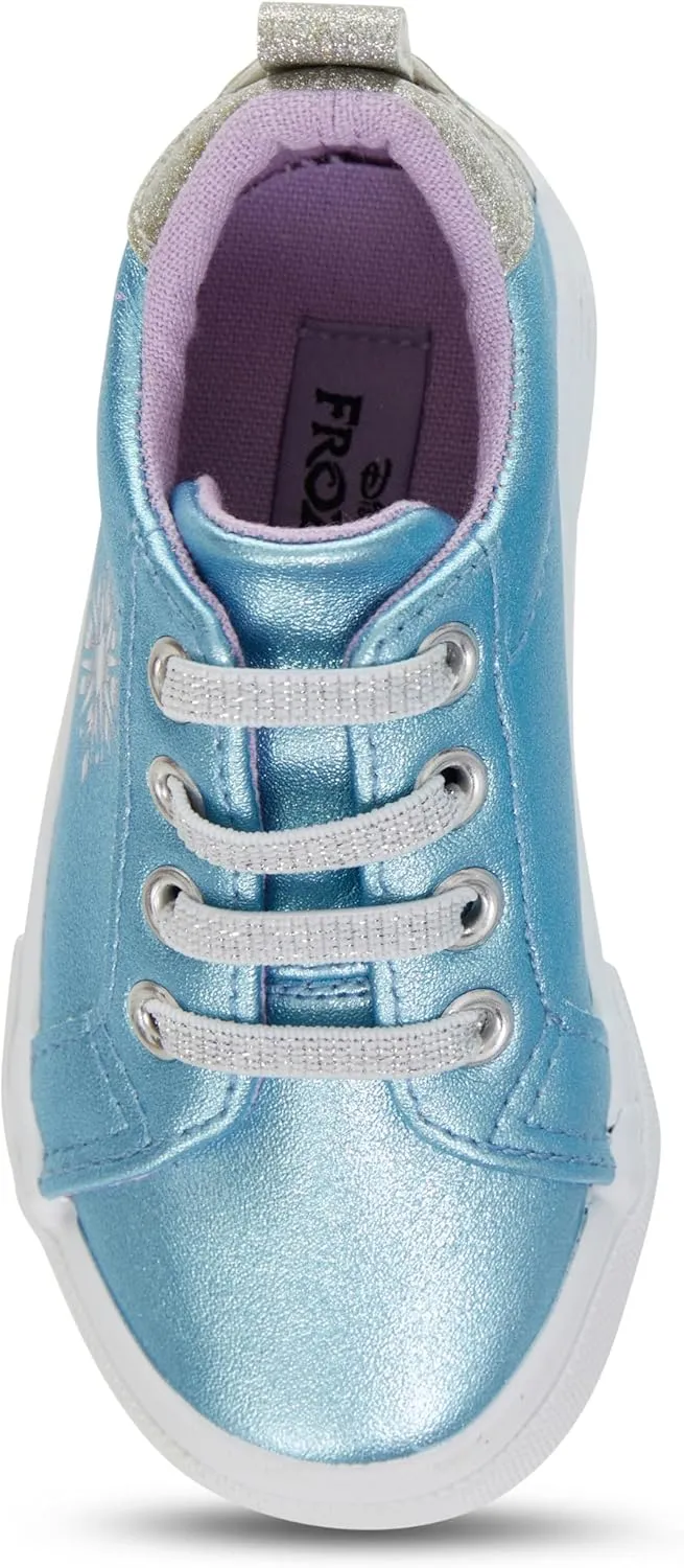 Disney Frozen's Magical High Top Shoes for Girls Elsa, Anna, Olaf Adventure Blue Lace Up Sneakers - Cute, Comfortable, and Ready for Playtime Magic