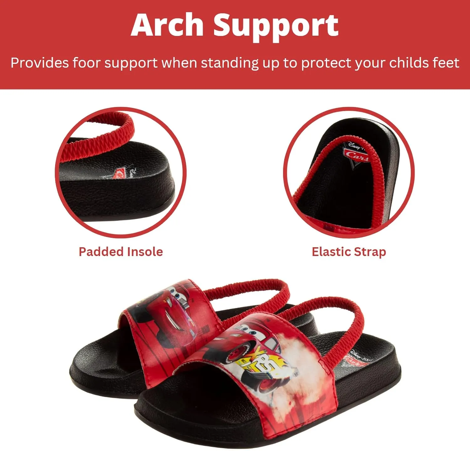 Disney Minnie Mickey Encanto Lightning McQueen Lilo n Stich Slides Backstrap Slip-On Beach Sandals (Toddler/Little Kid)
