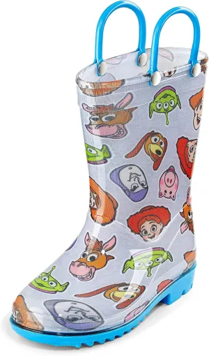 Disney Toy Story Kids' Waterproof PVC Rain Boots – Featuring Buzz Lightyear & Woody – Easy-On Handles – Toddler/Little Kid