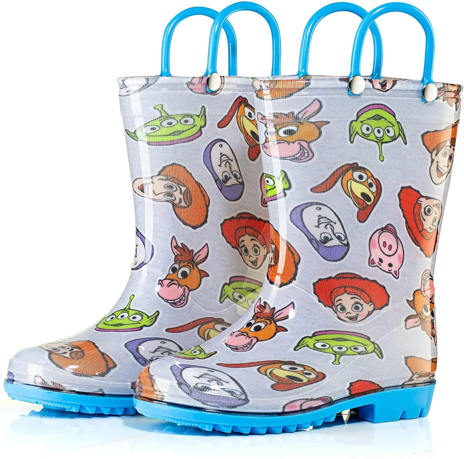 Disney Toy Story Kids' Waterproof PVC Rain Boots – Featuring Buzz Lightyear & Woody – Easy-On Handles – Toddler/Little Kid
