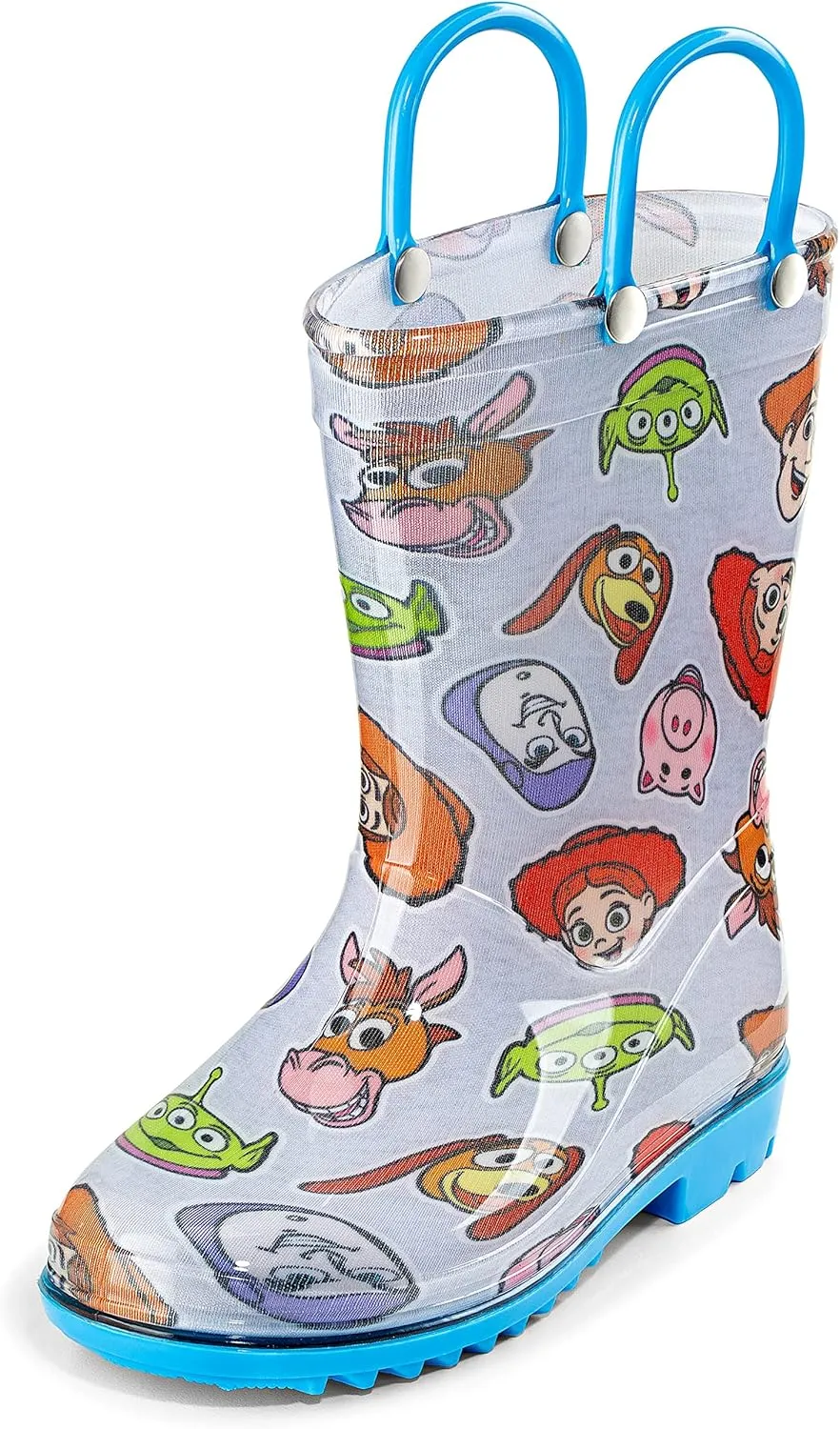 Disney Toy Story Kids' Waterproof PVC Rain Boots – Featuring Buzz Lightyear & Woody – Easy-On Handles – Toddler/Little Kid