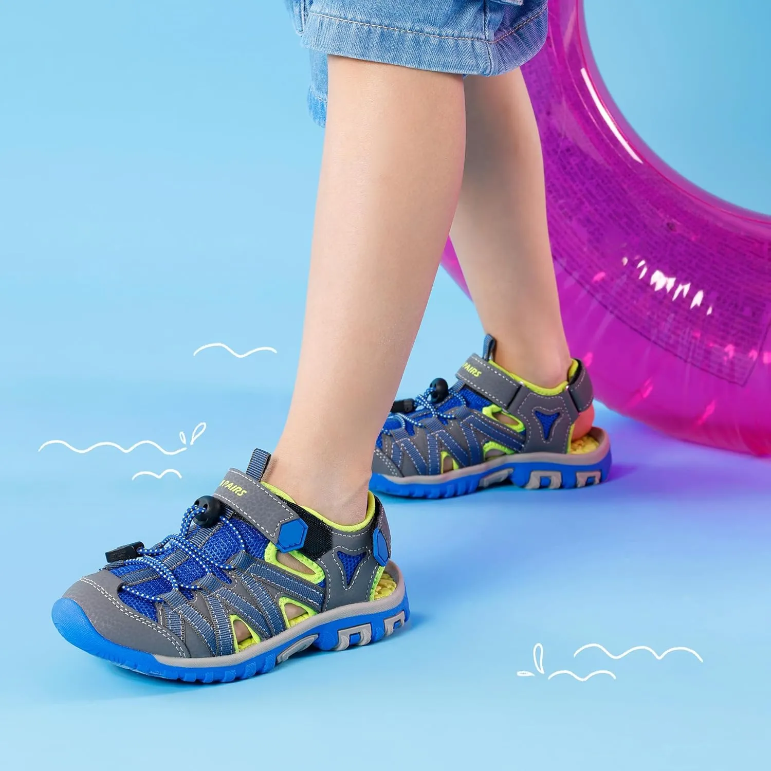 DREAM PAIRS Boys Girls Closed-Toe Outdoor Summer Sport Sandals for Little/Big Kid