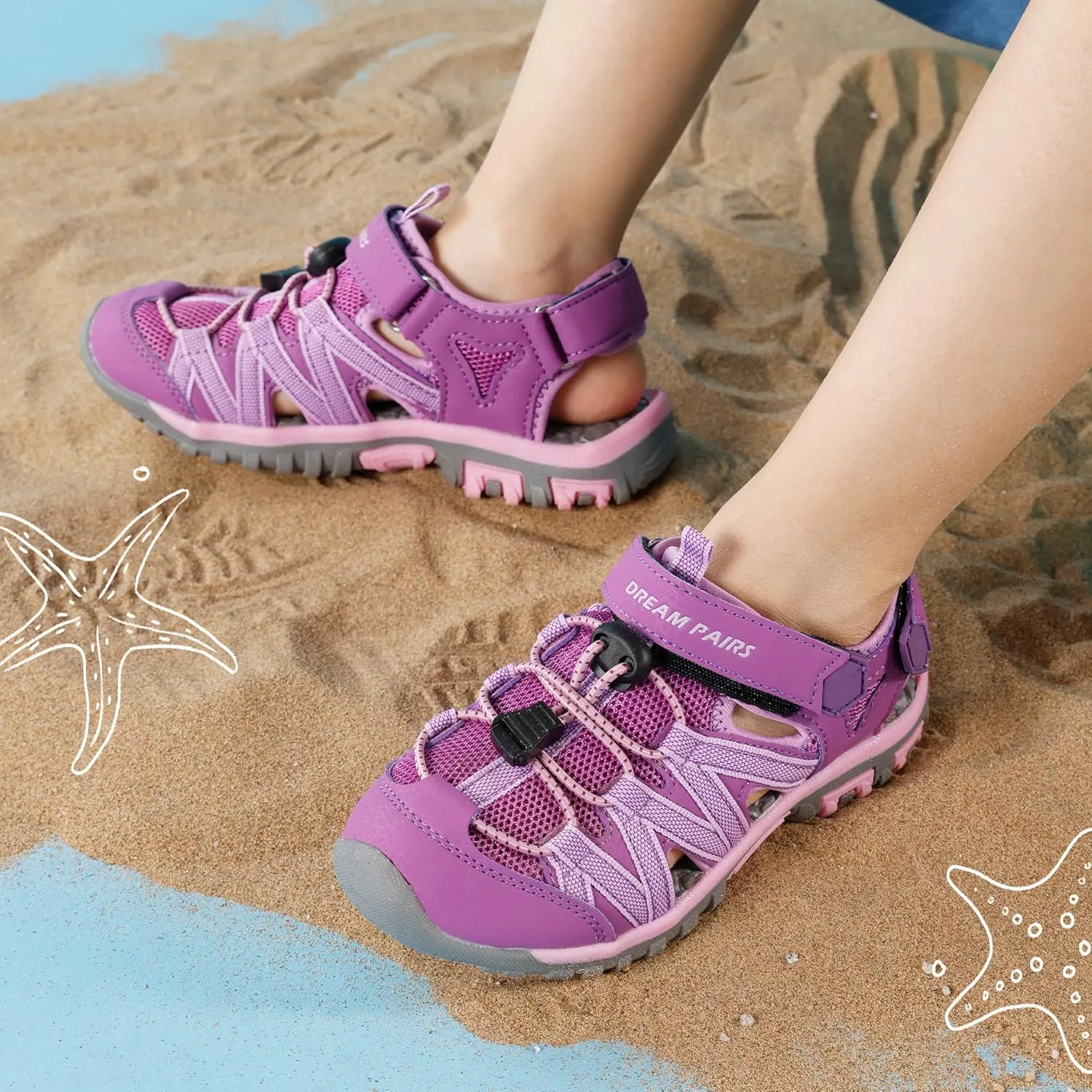 DREAM PAIRS Boys Girls Closed-Toe Outdoor Summer Sport Sandals for Little/Big Kid