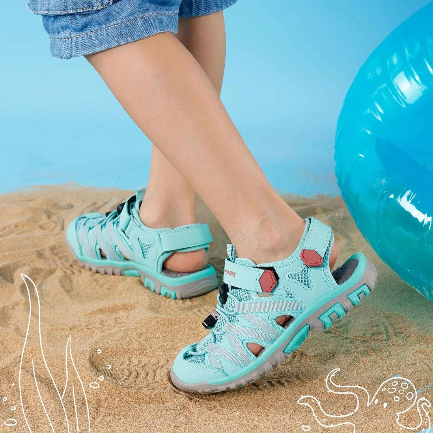 DREAM PAIRS Boys Girls Closed-Toe Outdoor Summer Sport Sandals for Little/Big Kid