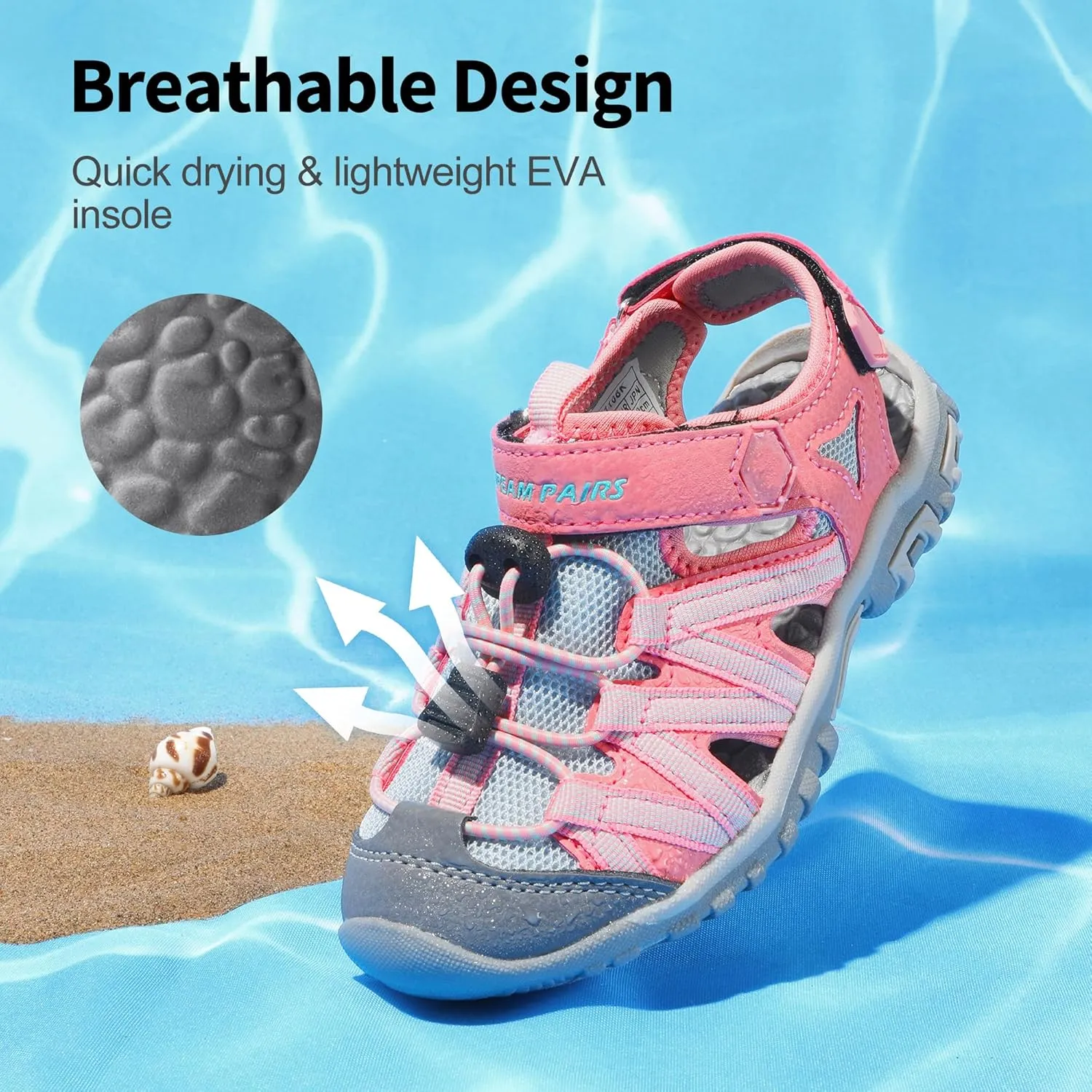 DREAM PAIRS Boys Girls Closed-Toe Outdoor Summer Sport Sandals for Little/Big Kid