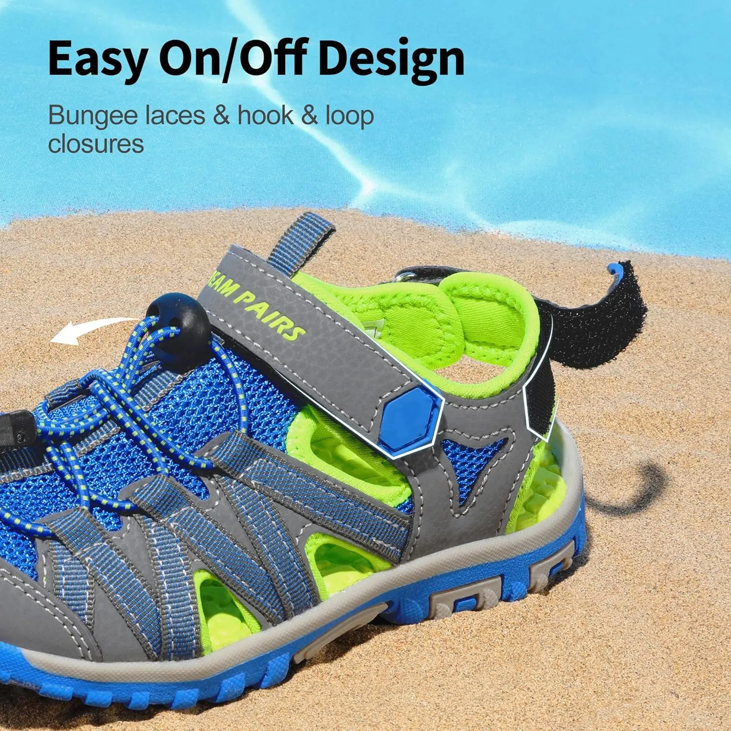 DREAM PAIRS Boys Girls Closed-Toe Outdoor Summer Sport Sandals for Little/Big Kid