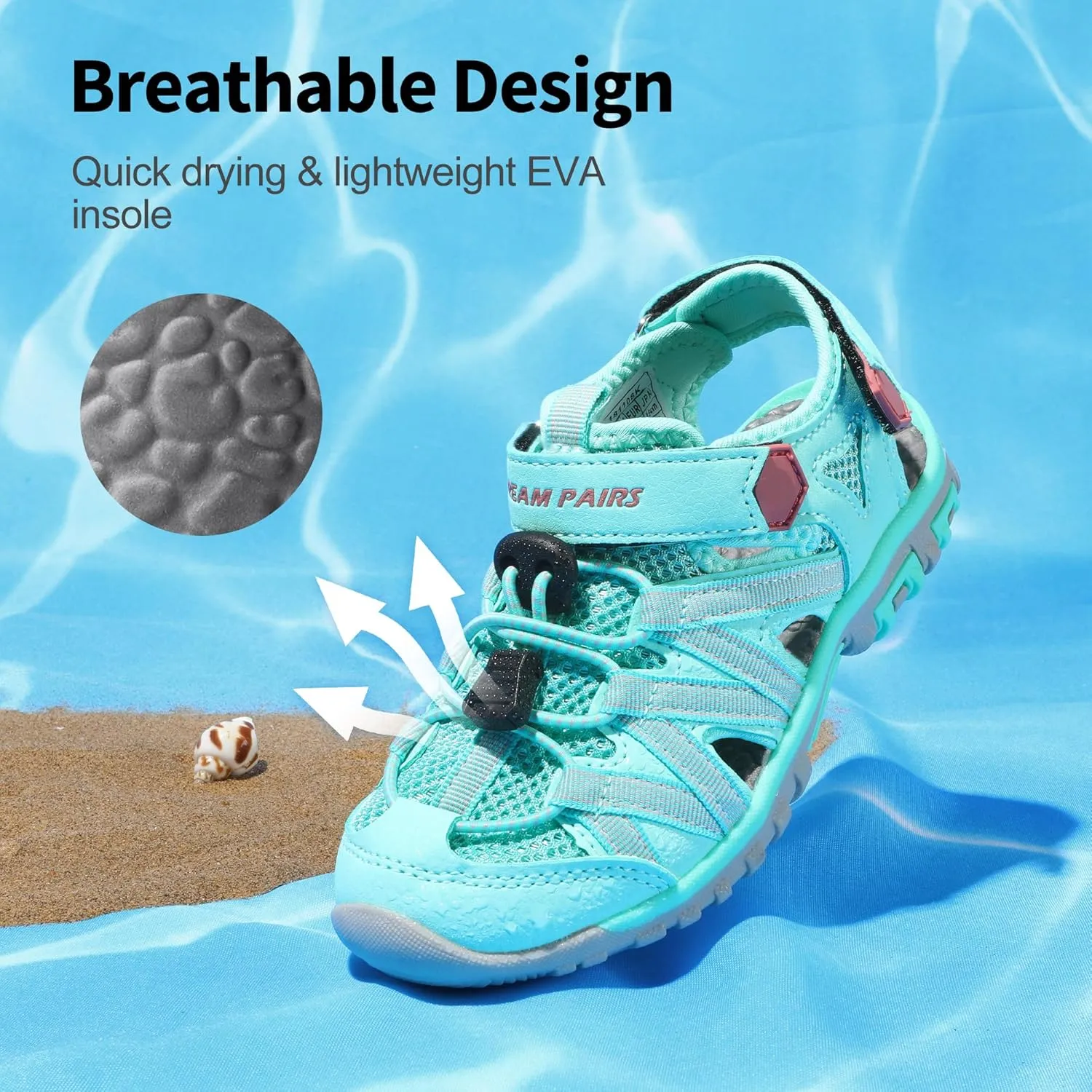 DREAM PAIRS Boys Girls Closed-Toe Outdoor Summer Sport Sandals for Little/Big Kid