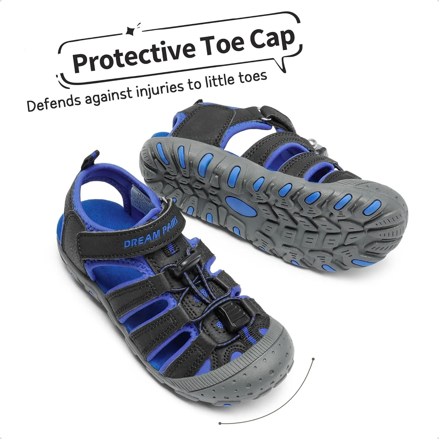 DREAM PAIRS Boys Girls Closed-Toe Outdoor Summer Sport Sandals for Little/Big Kid