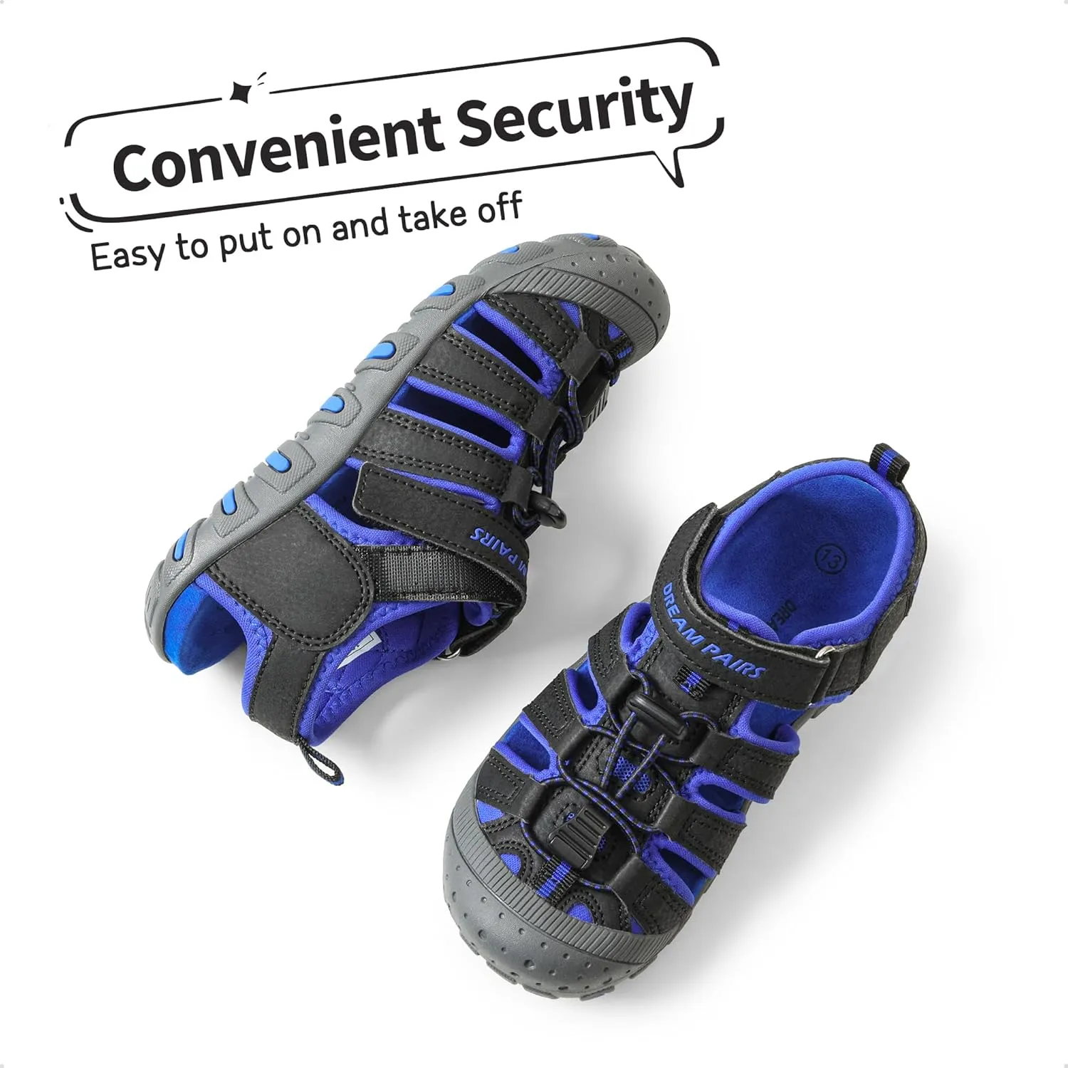 DREAM PAIRS Boys Girls Closed-Toe Outdoor Summer Sport Sandals for Little/Big Kid