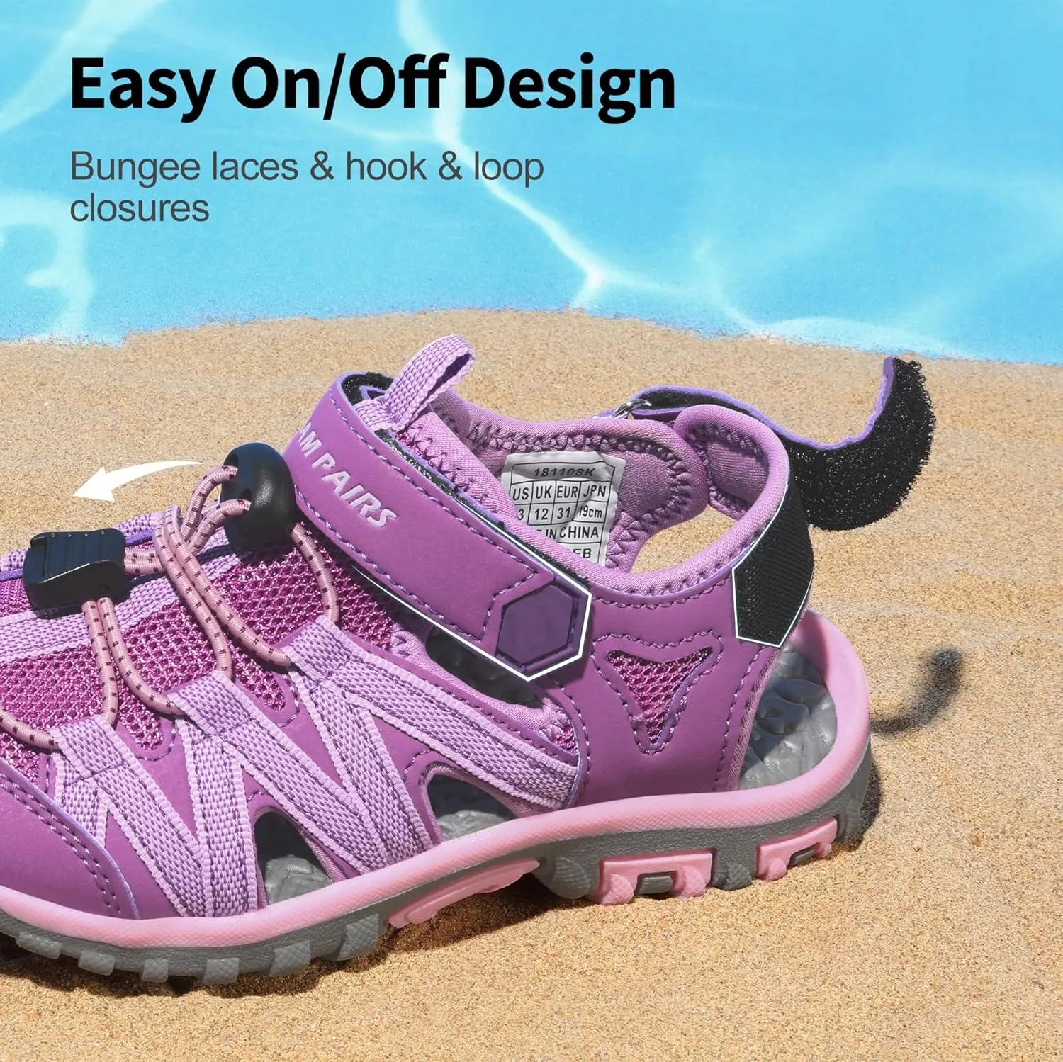 DREAM PAIRS Boys Girls Closed-Toe Outdoor Summer Sport Sandals for Little/Big Kid