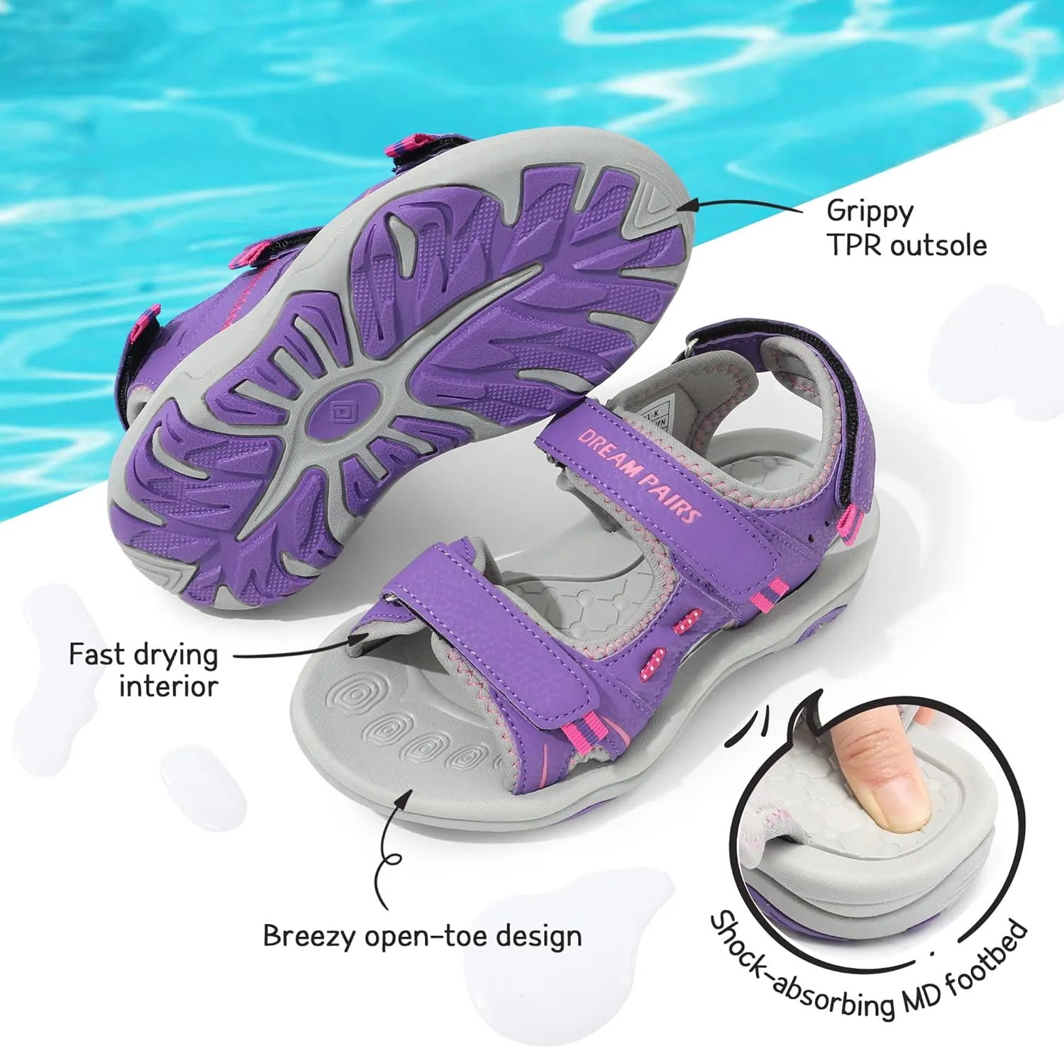 DREAM PAIRS Boys Girls Fashion Athletic Summer Sports Sandals(Toddler/Little Kid/Big Kid)