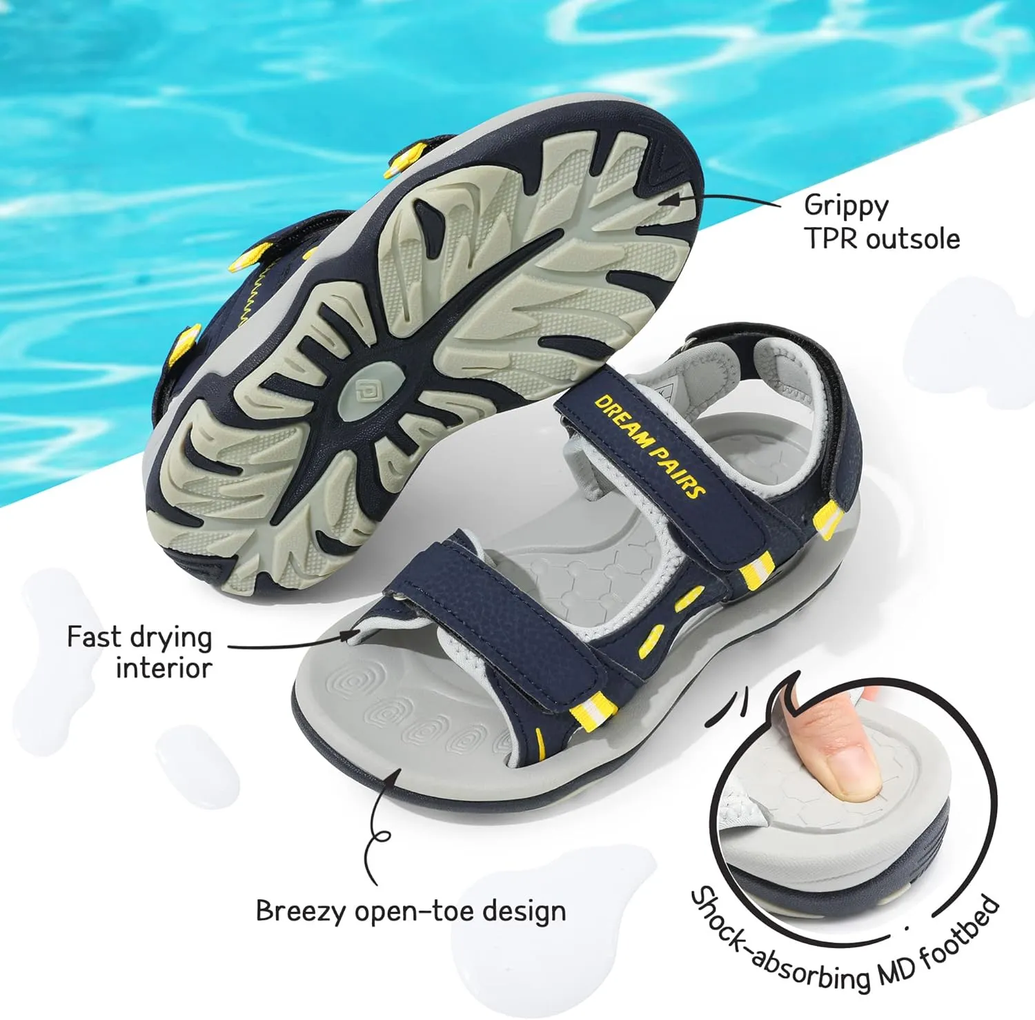 DREAM PAIRS Boys Girls Fashion Athletic Summer Sports Sandals(Toddler/Little Kid/Big Kid)