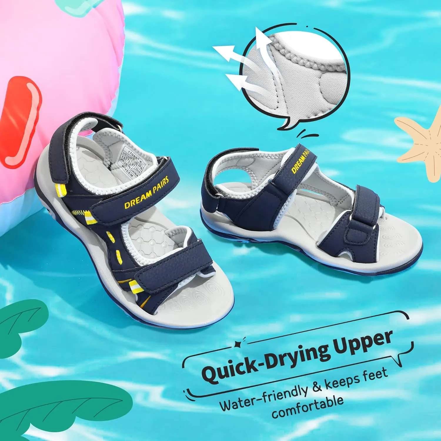 DREAM PAIRS Boys Girls Fashion Athletic Summer Sports Sandals(Toddler/Little Kid/Big Kid)