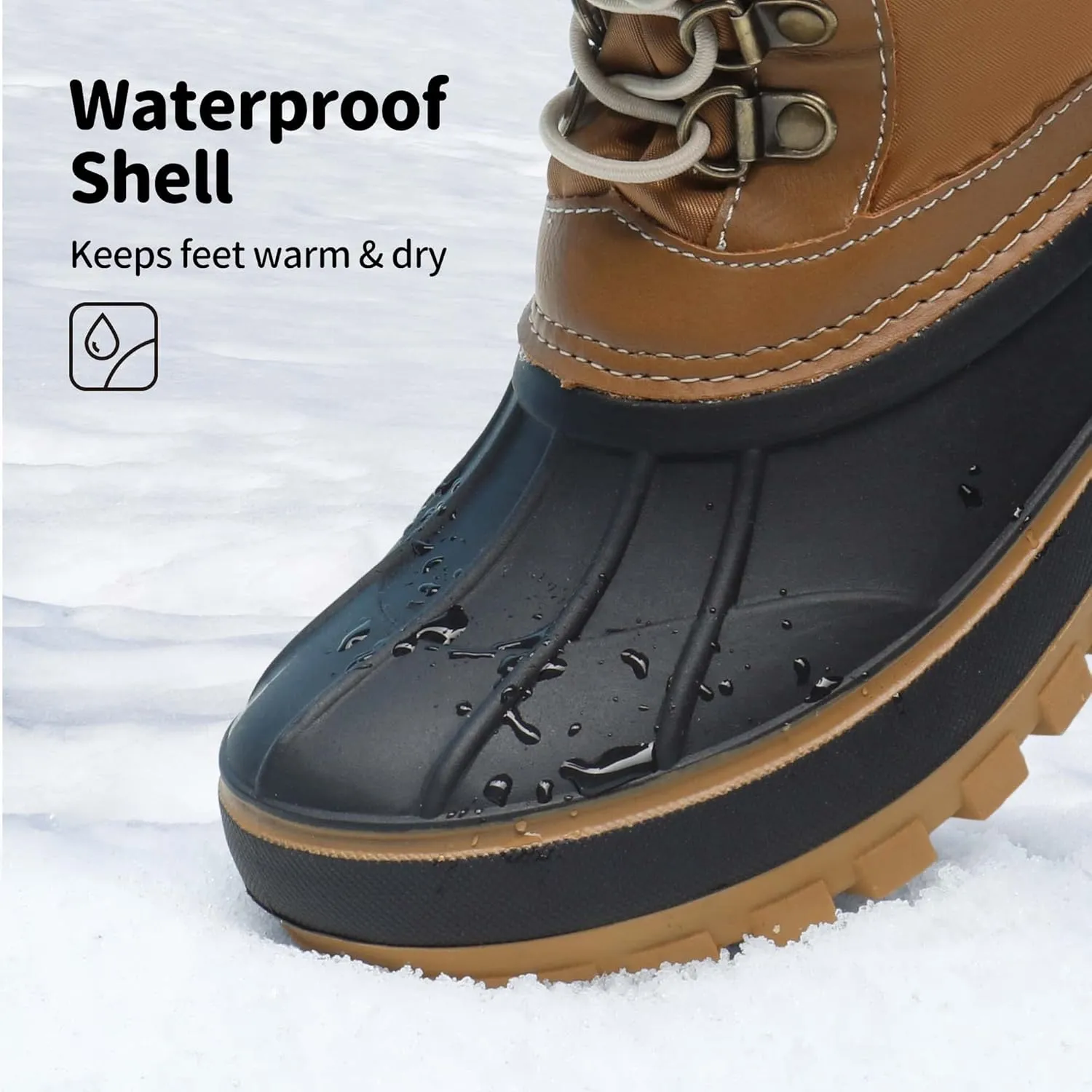DREAM PAIRS Boys Girls Snow Boots Water-Resistant Outdoor Warm Cozy Anti-Slip Mid Calf Faux Fur Lining Insulated Winter Shoes for Little/Big Kids