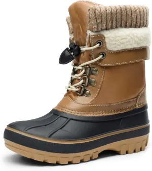 DREAM PAIRS Boys Girls Snow Boots Water-Resistant Outdoor Warm Cozy Anti-Slip Mid Calf Faux Fur Lining Insulated Winter Shoes for Little/Big Kids