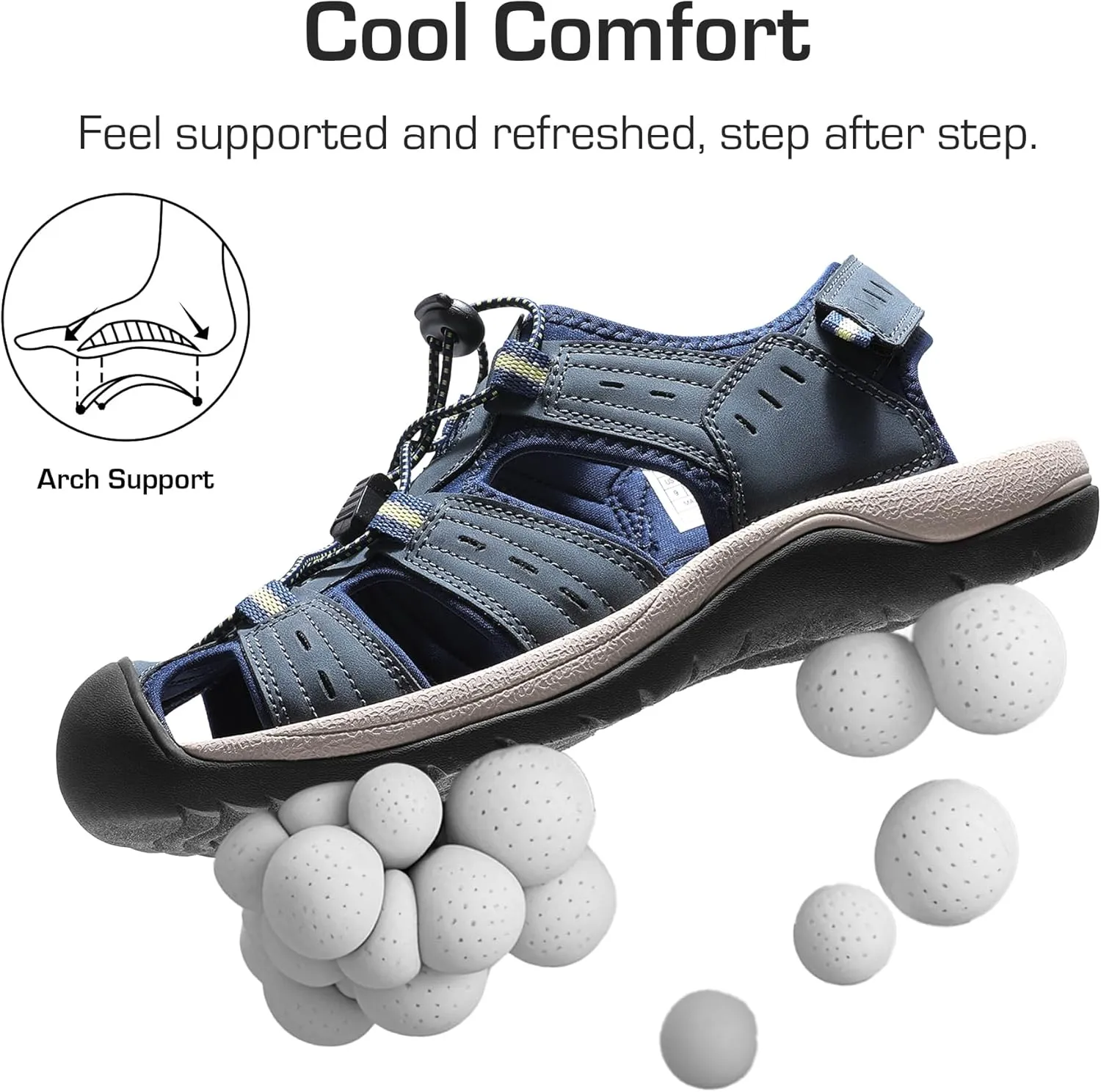 DREAM PAIRS Men's Support Sandals Outdoor Hiking Sandals Closed Toe Athletic Lightweight Walking Comfortable Sandals Water Shoes