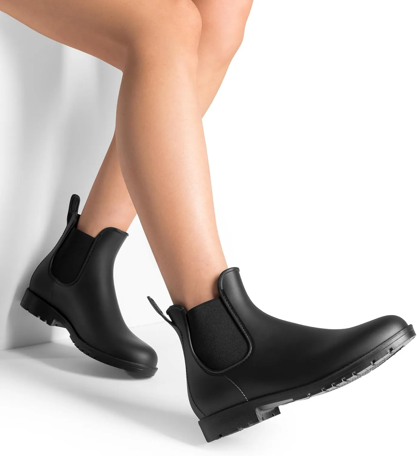 DREAM PAIRS Women's Ankle Rain Boots Chelsea Short Boots Waterproof Elastic Slip On Lightweight Comfortable Garden Outdoor Shoes