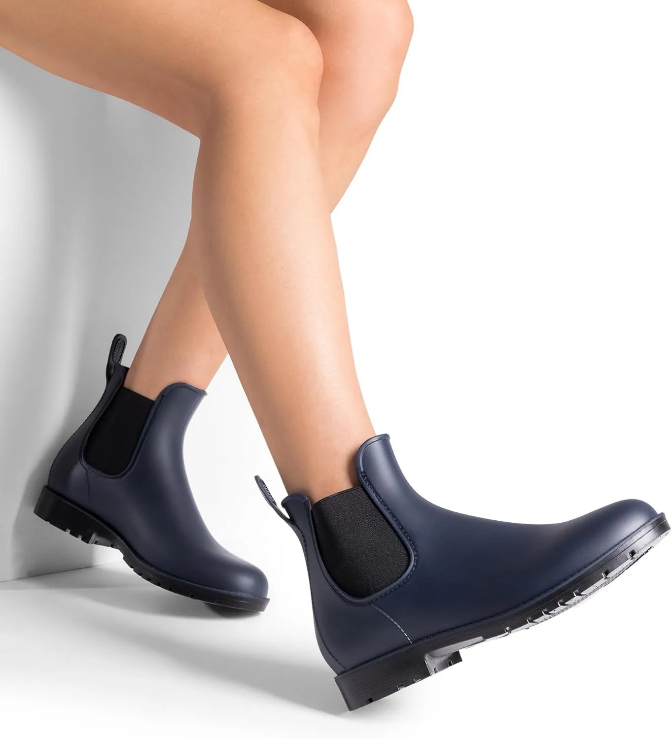 DREAM PAIRS Women's Ankle Rain Boots Chelsea Short Boots Waterproof Elastic Slip On Lightweight Comfortable Garden Outdoor Shoes