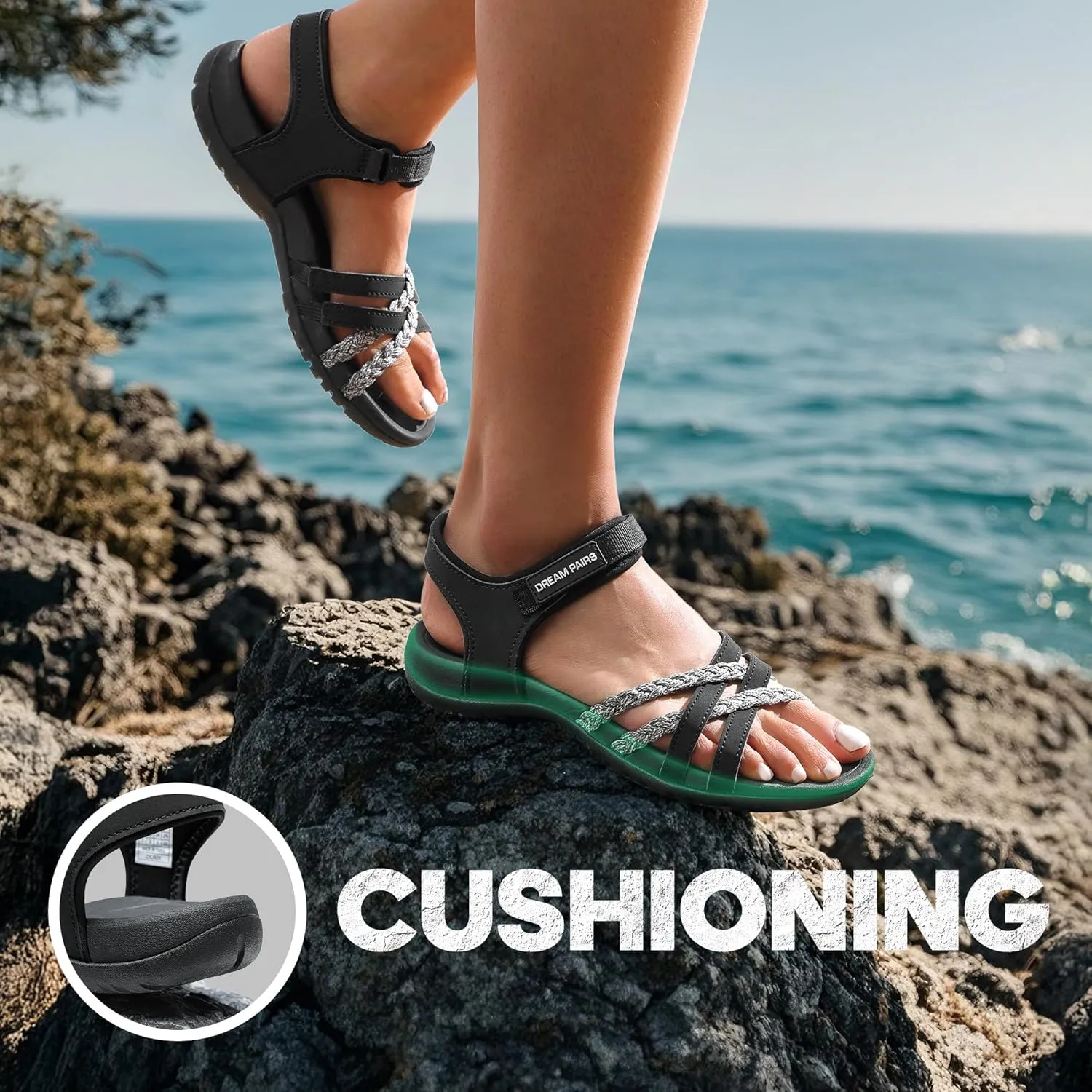 DREAM PAIRS Womens Sandals Light Weight Hiking Sandals for Women Comfortable Athletic Quick-Drying Walking Hiking Water Sandals